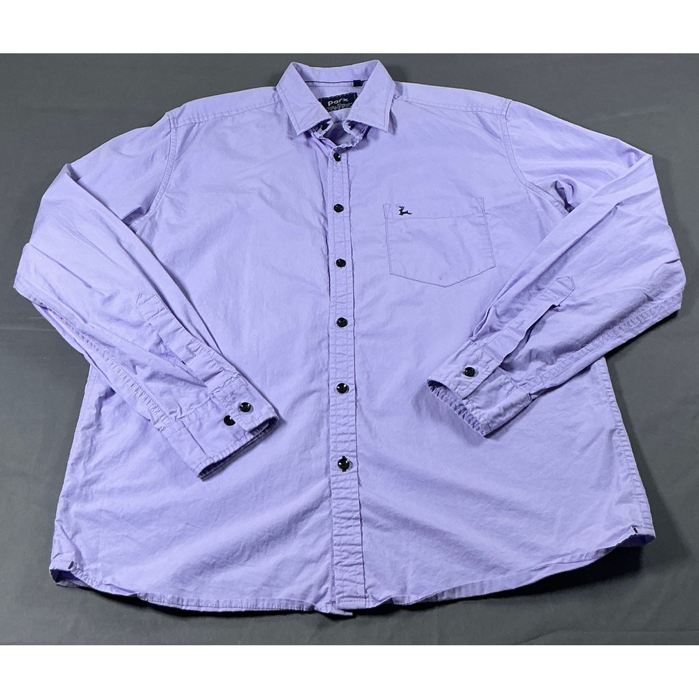 Parx Mens Slim Fit Button Down Shirt Lavender Purple Long Sleeve Size 42cm L‎